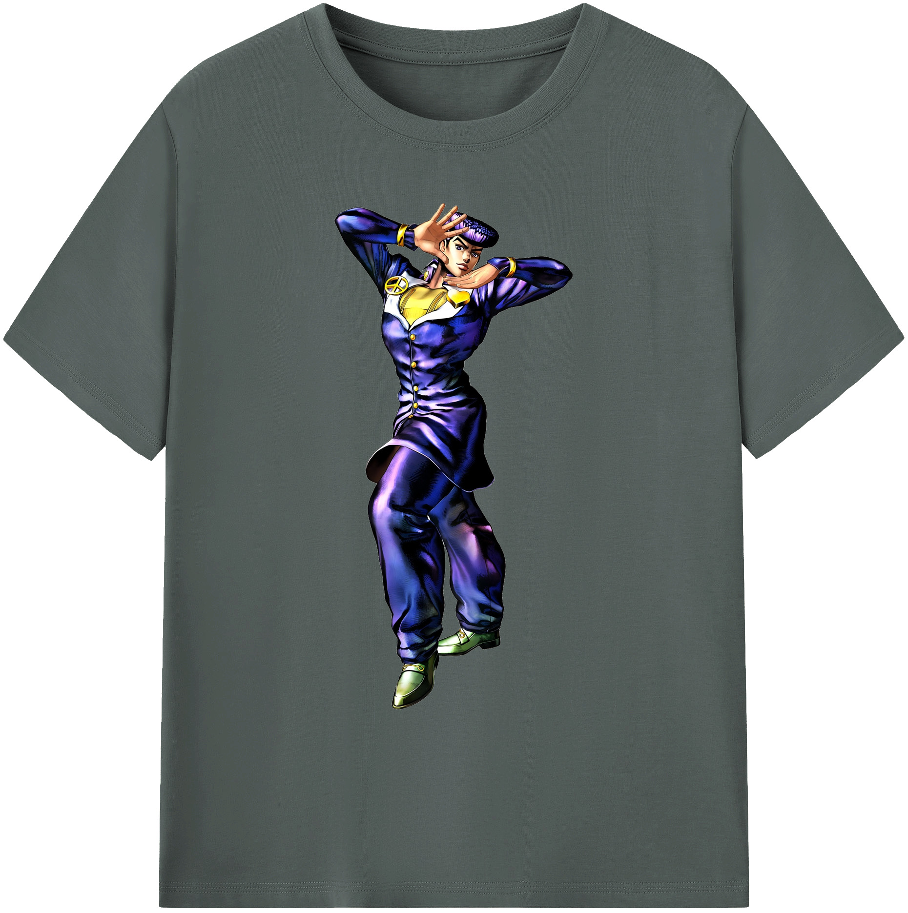 （画像用） ジョジョの奇妙な冒険 ひがしかた じょうすけ JoJo's Bizarre Adventure Higashikata Josuke 綿100％ メンズ半袖Tシャツ｜肌触りやわらか＆通気性